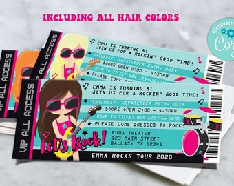 Rock Star Party Invitation-self-editing Printable Rock Star Birthday ...