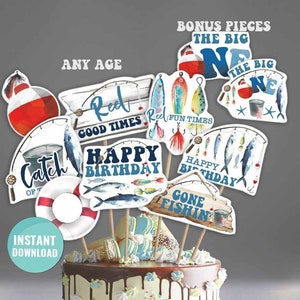 Fishing First Birthday Centerpieces-Instant Download-Center piece-O-Fish-ally ONE Fishing Birthday Party-Fish First Birthday-Any Age-A196