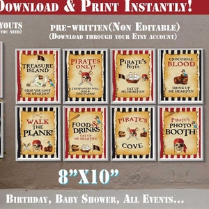 Pirate Party Signs-Corjl-Pirate Birthday Sign-Pirate Captain Birthday-Baby Shower-First Pirate Party-Treasure-First Birthday-AnyAge-A178