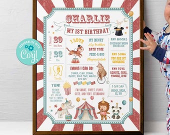 Vintage Circus Milestone Poster-Corjl-Carnival Birthday Welcome Chalkboard-Come One Come All-Carnival Party-First Birthday-AnyAge-A223