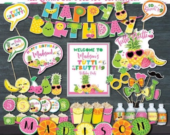 Tutti Frutti Birthday Decoration Kit-Self-Editing Frutti Party-Summer Party-Fruit Party-Fruit Cutie-Pineapple-Watermelon-Any Age-A169B-K