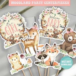 Woodland Baby Shower Centerpieces-Woodland Party Table Center Piece Decoration-It&#39;s A Boy-Wild One-Forest Animal-Bear-Fox-Deer-Owl-B441