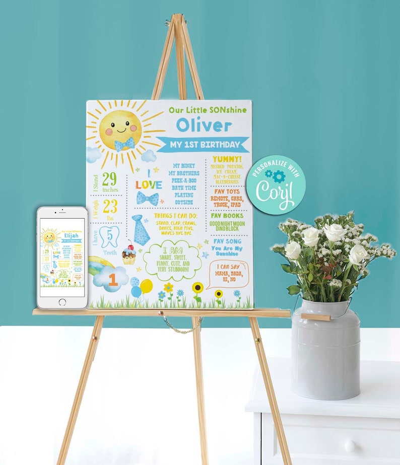 Sunshine Milestone Chalkboard-self Edit W Corjl-sunshine - Etsy