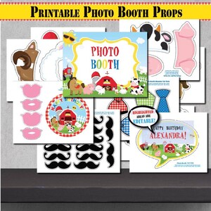Printable Farm Birthday Photo Booth Props-self-editing Speech Bubble ...