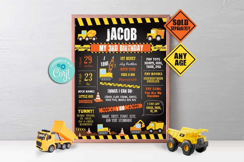 Construction Birthday Invitation-Self Edit w corjl-Construction Party Invite-under Construction Party-Dump Truck-First Birthday-AnyAge-A103 image 8