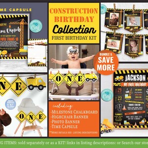 Construction Birthday Invitation-Self Edit w corjl-Construction Party Invite-under Construction Party-Dump Truck-First Birthday-AnyAge-A103 image 7