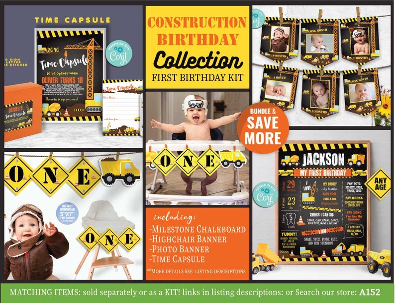 Construction Birthday Invitation-Self Edit w corjl-Construction Party Invite-under Construction Party-Dump Truck-First Birthday-AnyAge-A103 image 7