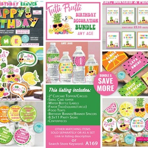 Tutti Frutti Birthday Decoration Kit-Corj-Frutti Party-Summer Party-Fruit Party-Fruit Cutie-Pineapple-Watermelon-Summer-Pool-AnyAge-A169