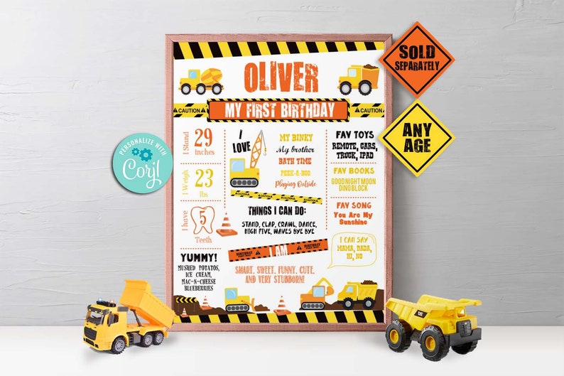 Construction Birthday Invitation-Self Edit w corjl-Construction Party Invite-under Construction Party-Dump Truck-First Birthday-AnyAge-A103 image 9