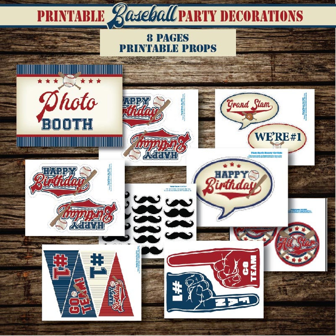 PRINTABLE Baseball Party Photo Booth Props-center | Etsy Canada
