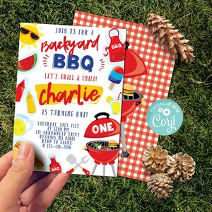 BBQ Party Invitation-Self Edit w Corjl-Backyard BBQ Birthday Party Invite-Pool Party-Summer Party-Pool Side Party-First Birthday-AnyAge-A133