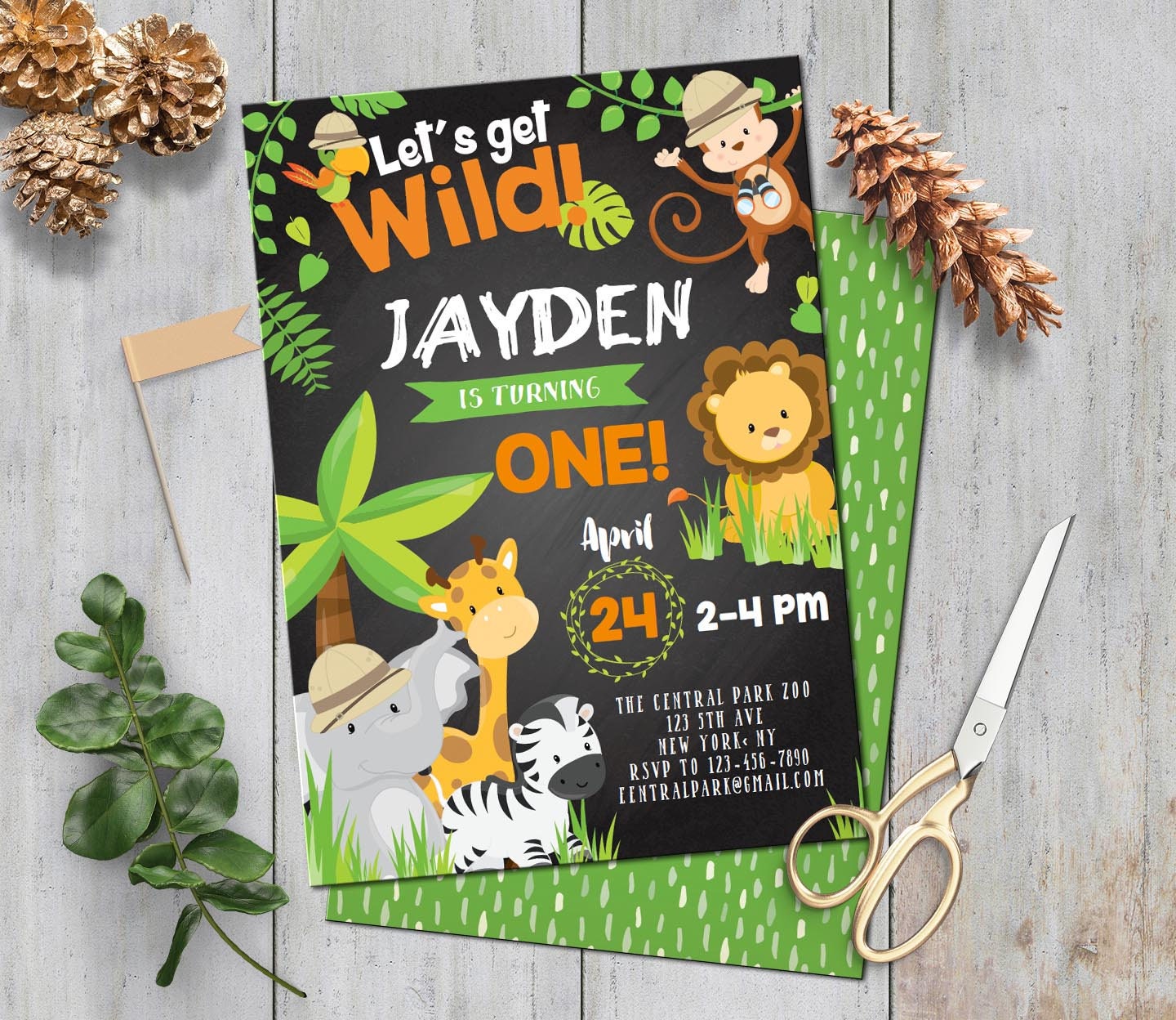 safari birthday invitation with picture