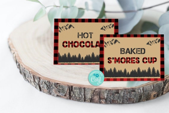 Lumberjack Party Food Tents, Buffalo Plaid  (Editable Digital Download)-A145
