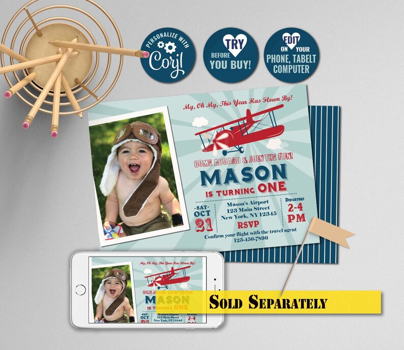 Vintage Airplane Birthday Milestone ChalkboardSelfEdit with Etsy