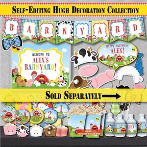 Printable Farm Birthday Photo Booth Props-self-editing Speech Bubble ...