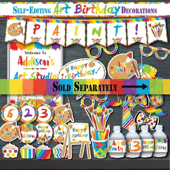Printable Art Birthday Party Photo Booth Props-painting Party-art Party  Photo Decoration Signs-rainbow Drawing-first Birthday-anyage-a149-7 -   Norway