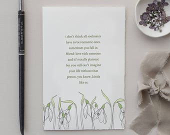 Friend Soulmate Just Because Card | galentines day, friendship card, honest card, vulnerable card, girlfriend card, meaningful friendship