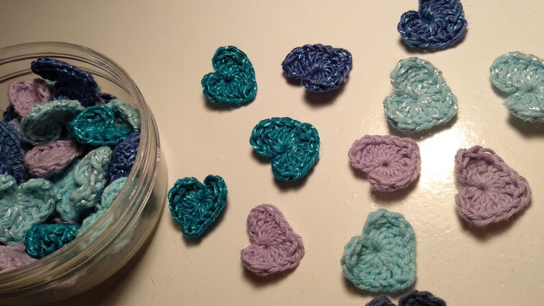 decoration crochet heart patches cardmaking Crochet hearts baby boy