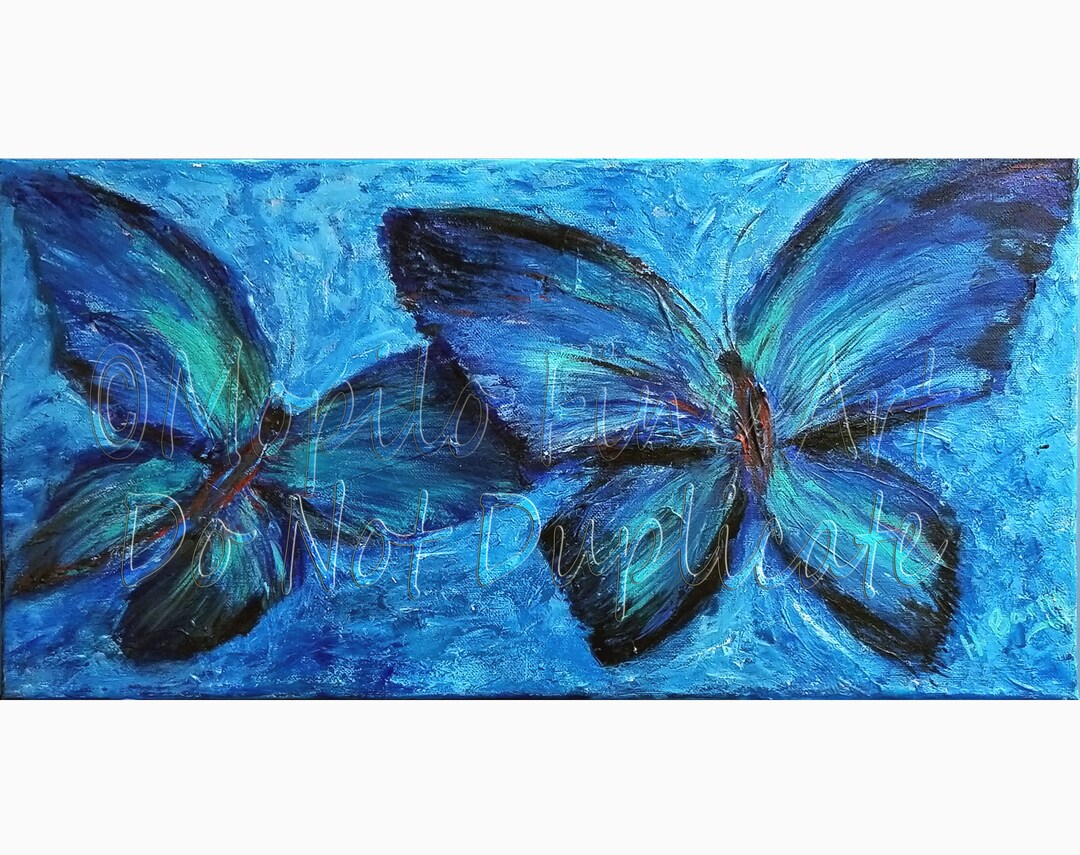 Butterfly Painting Blue Butterflies Wall Art Contemporary