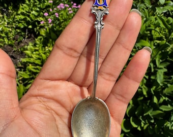 Enamel University of Illinois Souvenir Spoon, Sterling, 12.3 grams, 4 1/4 inches