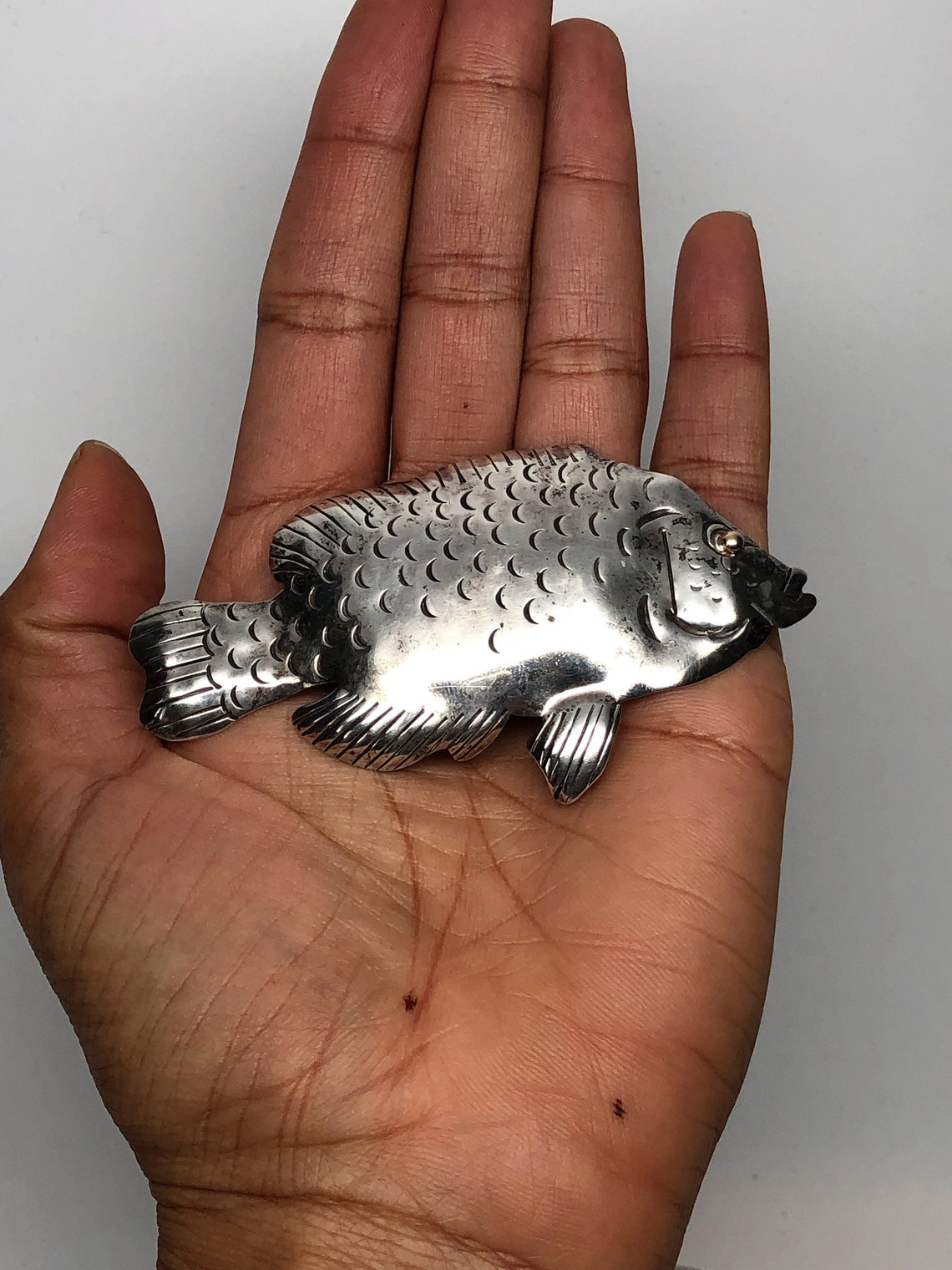 Large Mr. Grouper Fish Brooch Pendant Combo Sterling Silver Etsy