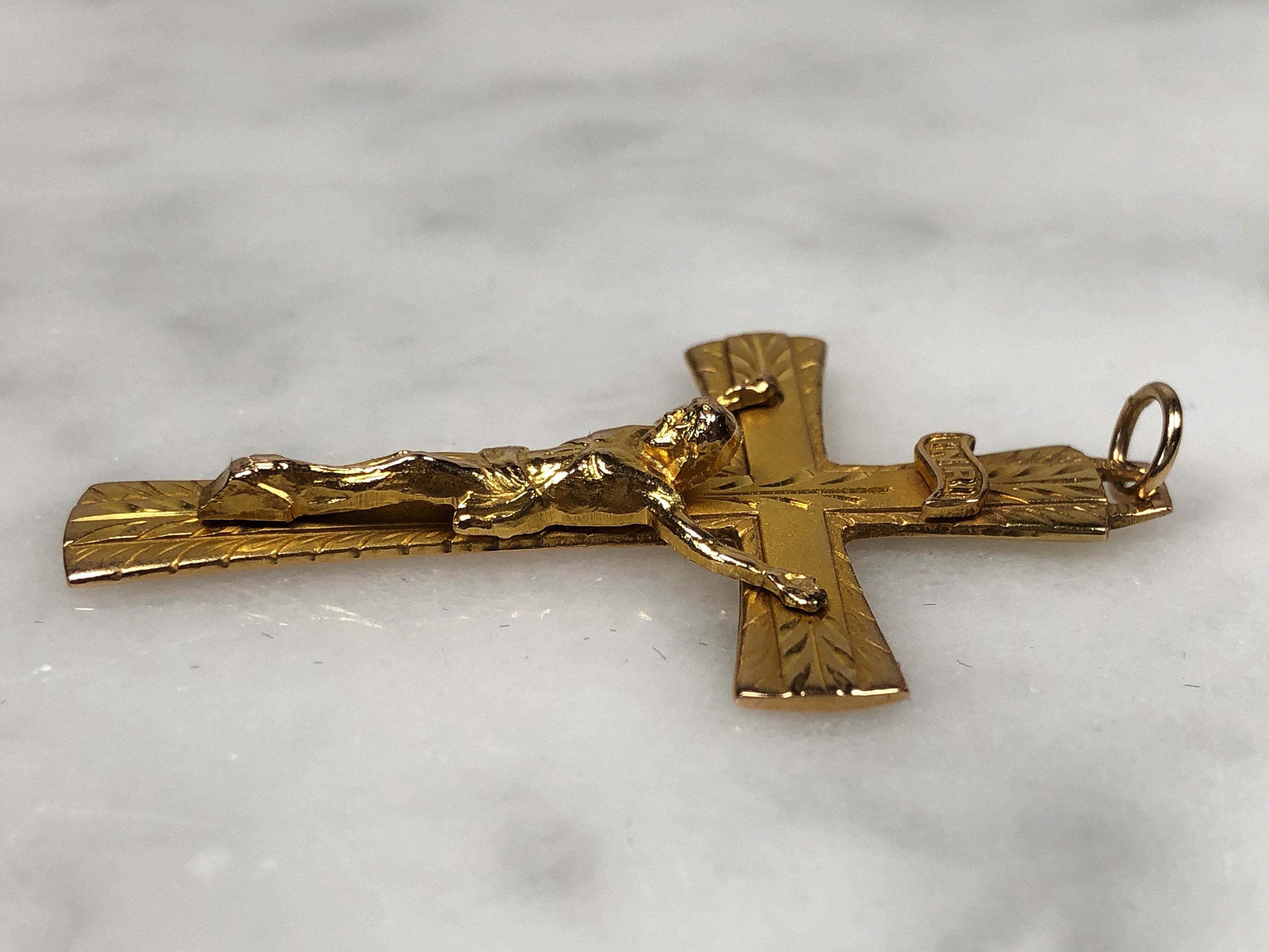 10k Gold Vintage Crucifix Pendant 1.75 inches tall 5.2 | Etsy