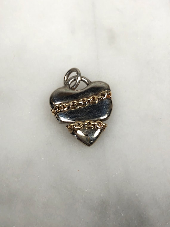 Chained Heart Pendant, 14k Gold, Sterling Silver,