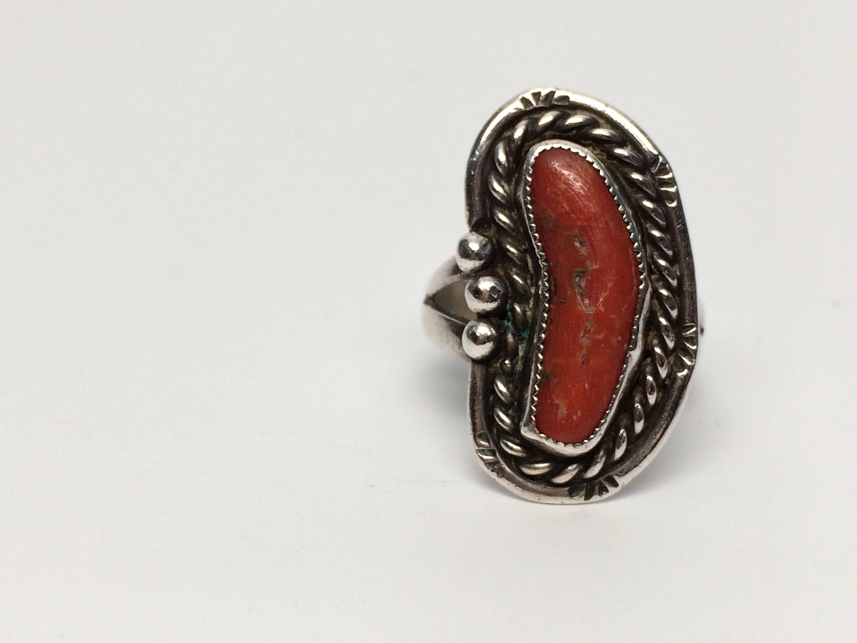 Navajo Coral Branch Ring Sterling Silver Size 7 Vintage | Etsy
