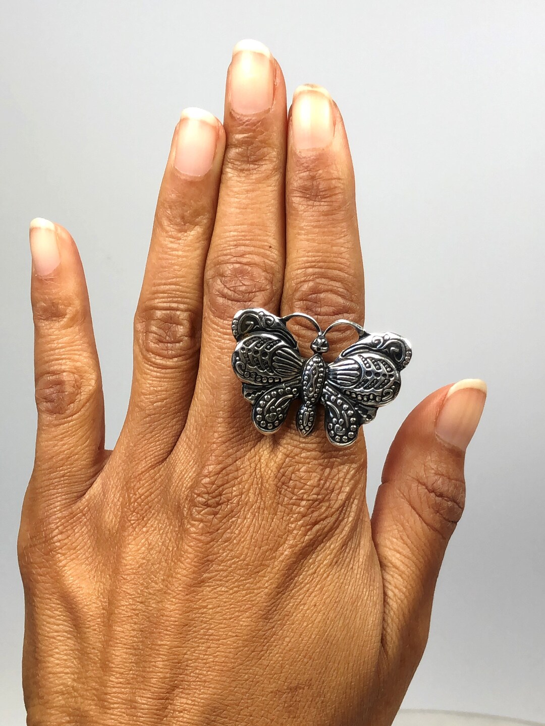 Large Butterfly Ring, Sterling Silver, Size 7.5, Adjustable Size ...