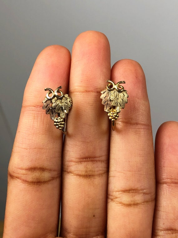 Black Hills Tri Color Gold Grape Cluster Earrings… - image 4