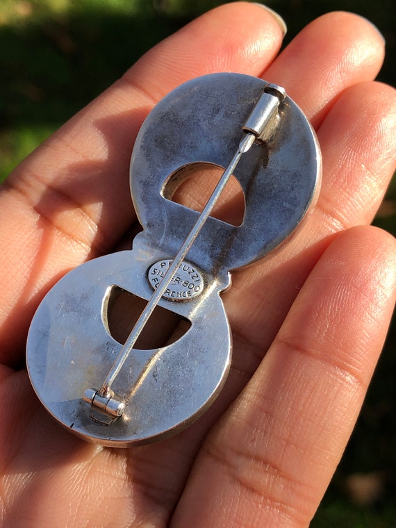 Peruzzi Double Loop Brooch with Blue Chalcedony, … - image 4