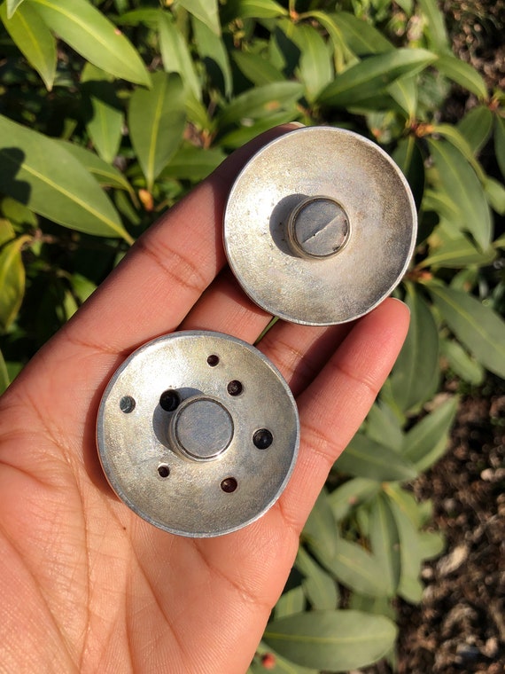 Artisan Round Disc Magnet Brooch with Gemstones, … - image 3