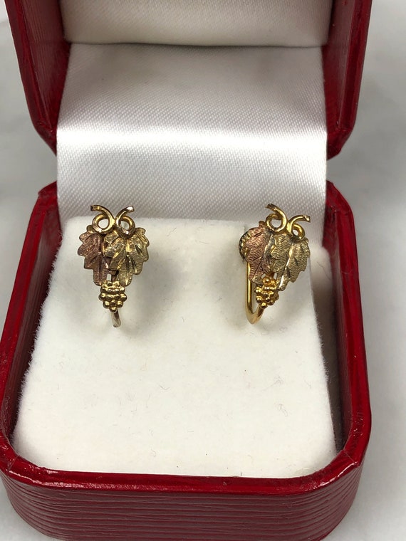 Black Hills Tri Color Gold Grape Cluster Earrings… - image 3