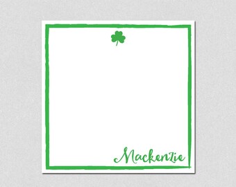 Shamrock personalized note pad, St. Patrick's Day, Personalized Note Pad, Square Memo Pad, Custom Notepads, Personalized Gifts, Stationery