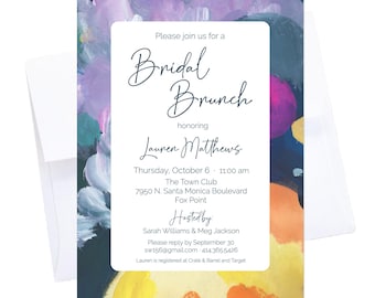 Bridal Brunch Invitation, Abstract Bridal Shower Invitation, Modern Bridal Shower Invitation,  Printed Shower Invitation, Bridal Luncheon