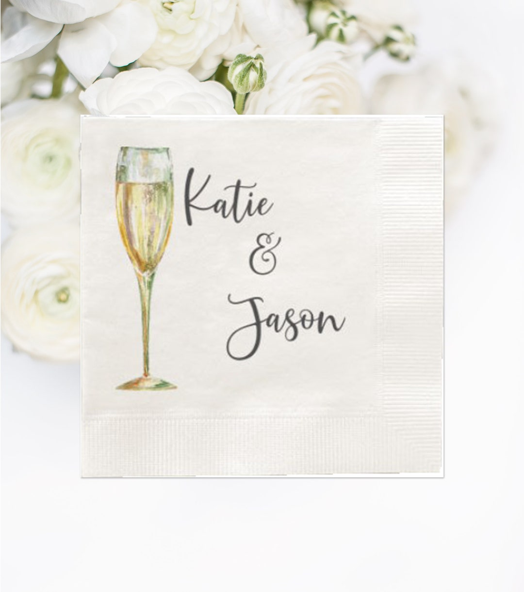 Personalized Napkins, 100 Personalized Cocktail Napkins, Champagne