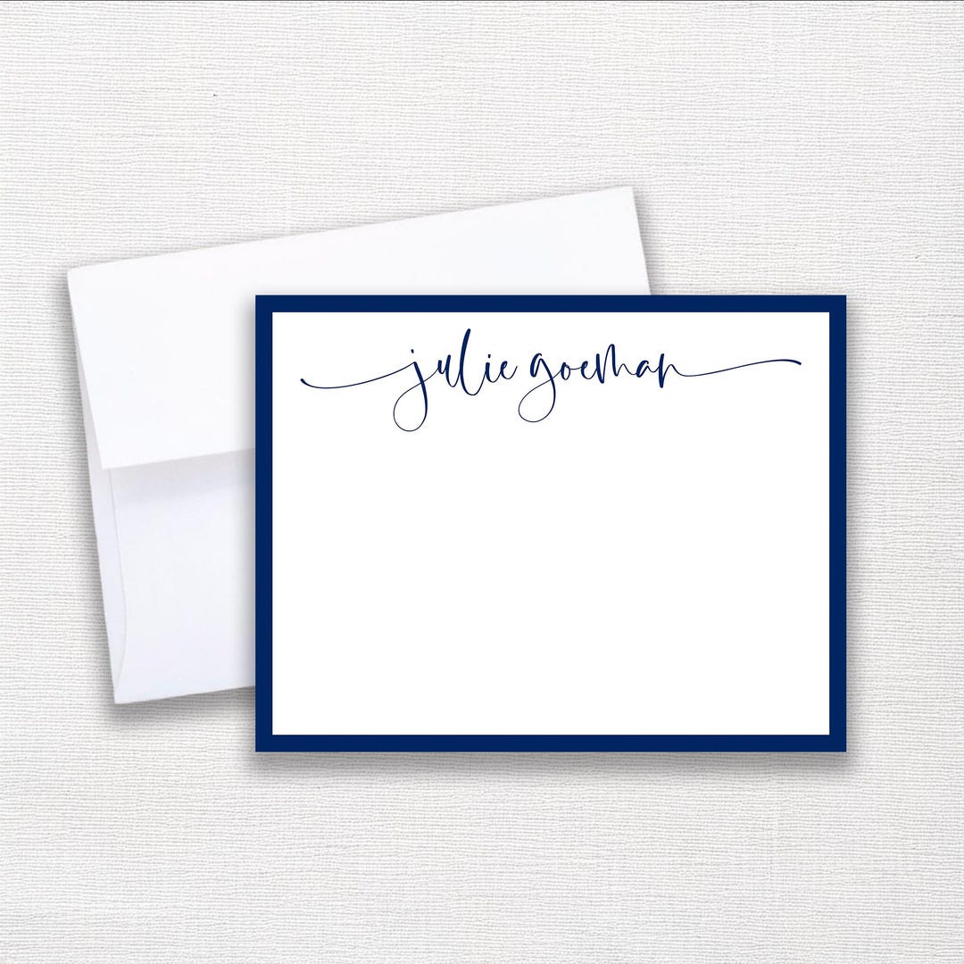 Personalized Note Cards: Modern Script Stationery, Custom Name - Etsy