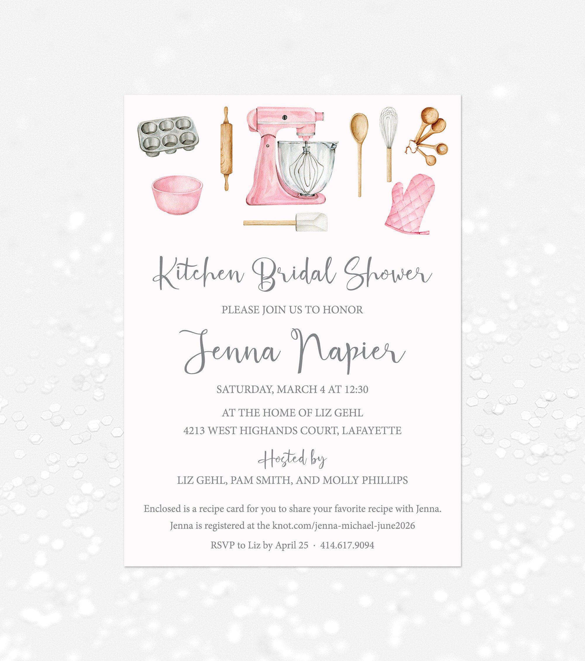 Kitchen Shower Invitation, Kitchen Bridal Shower Invitation, Printed