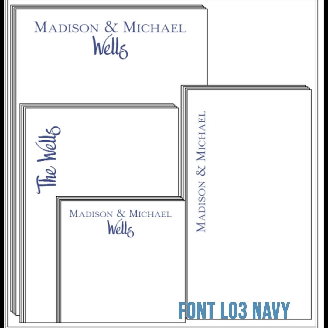 Personalized Notepad Set With Linen Holder: Couples Stationery Gift ...