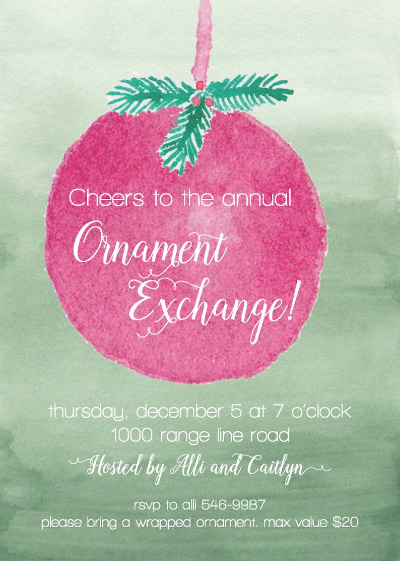 Ornament Exchange Invitation Christmas Party Invitation Etsy