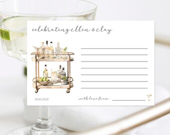 Stock the Bar Recipe Cards, Personalized Recipe Cards, Couples Shower Recipe Cards, Stock the Bar Cocktail Recipe Cards, 25 Printed Cards