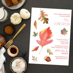 Fall Party Invitation, Falling leaves Party Invitation, Engagement Party, Cocktail Party. Couples shower invitation, Fall Bridal Shower image 1