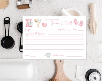 Personalized Kitchen Shower Recipe Cards: Bridal Gift, Set of 25