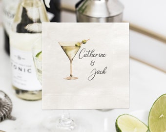Personalized Martini Glass Napkins: Engagement, Shower, Party (Set of 100)
