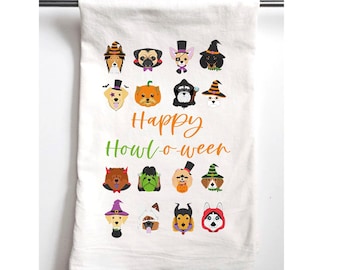Halloween Kitchen Towel, Halloween Dogs, Kitchen Towels, Halloween Gifts, Happy Howloween Dog Towel, Halloween Gifts, Cotton Towel