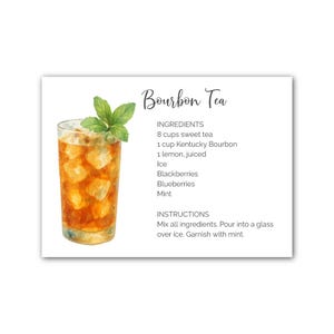Ricetta del tè al bourbon modificabile, Ricetta del cocktail modificabile, Riempi il bar, Cocktail al tè, Regali al bourbon, Ricetta da stampare a casa