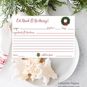 Holiday Recipe Cards, Christmas Recipe Cards, Christmas Cookie Recipe Cards, Christmas Cocktail Recipe Cards, Personalized, Printed Recipe