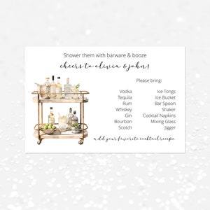 Editable Stock the Bar Card, Stock the Bar Shopping list, 6x4, Download, Print at Home, Couples Shower Stock the Bar Card, Bar Cart Tools
