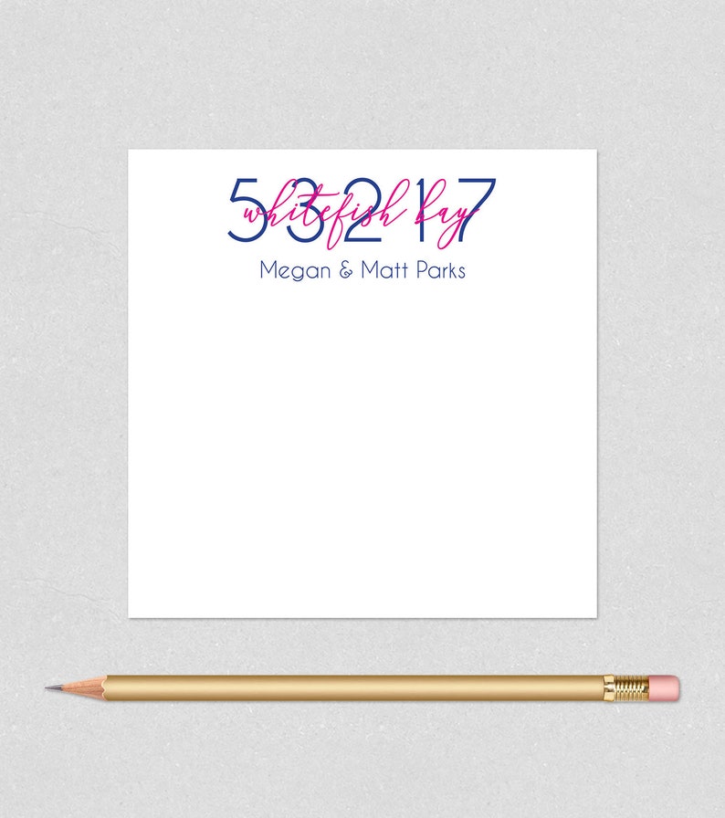 Zip Code, City Memo Pad, Family Note Pad, Personalized Notepad, Square