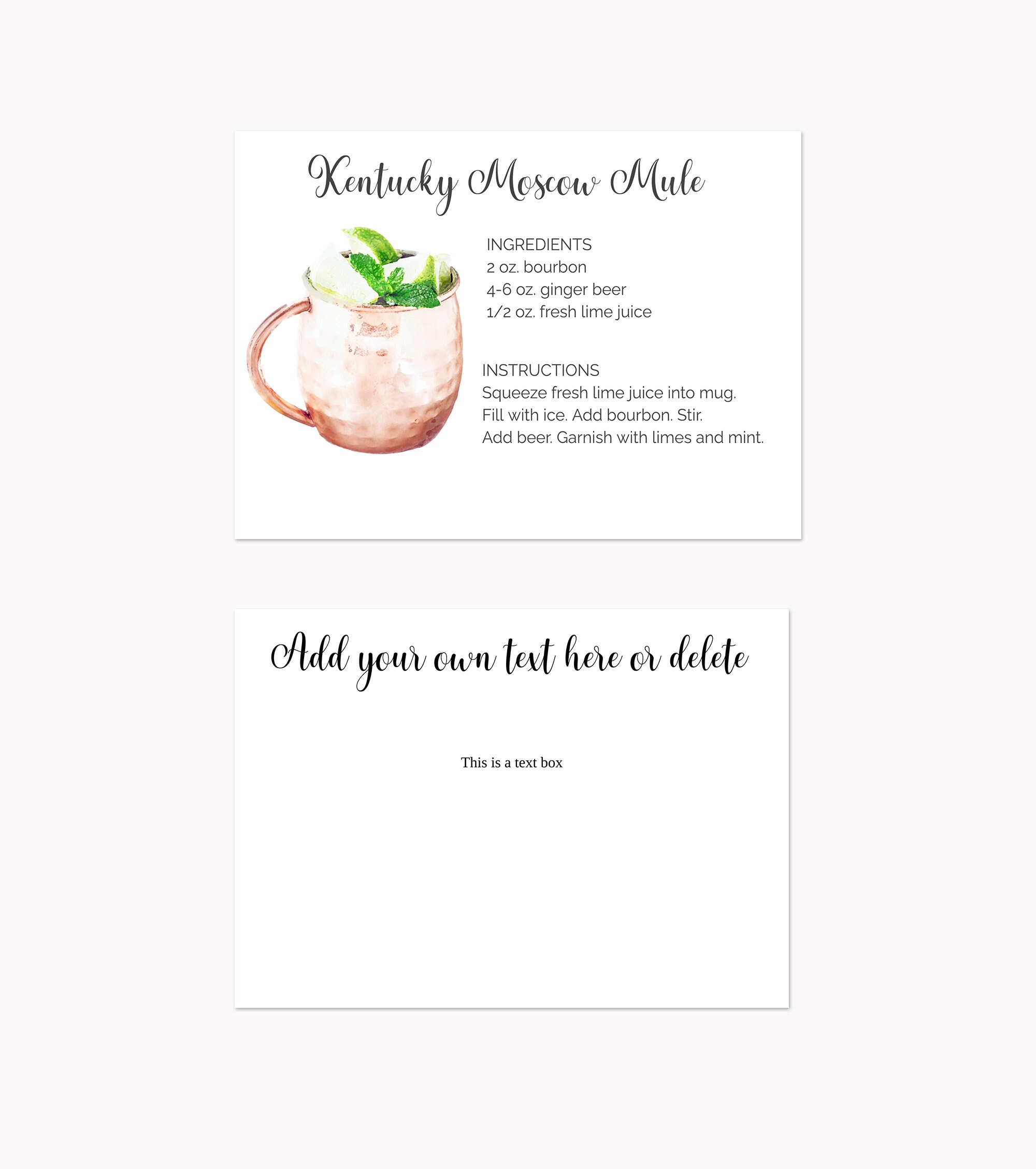 Editable Moscow Mule Recipe Card, Editable Cocktail Recipe Card, Stock the Bar, Kentucky Mule, Vodka, Bourbon, Print at Home Recipe Card - Etsy Israel holiday-moscow-mule-digital-recipe-cards-zesty-olive-simple-tasty-and-healthy-recipes